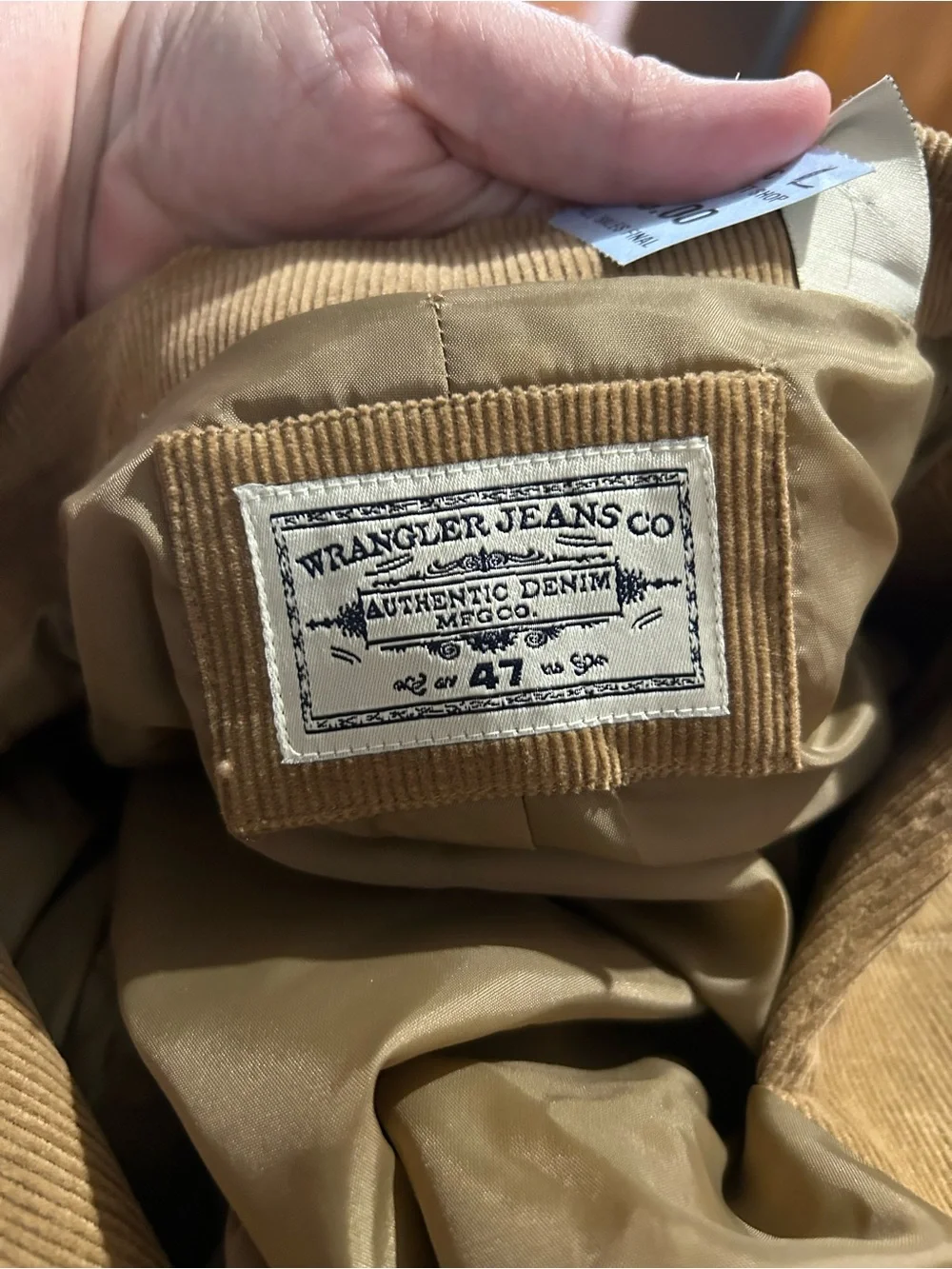 Vintage Mens Wrangler Tan Corduroy Jacket size Large